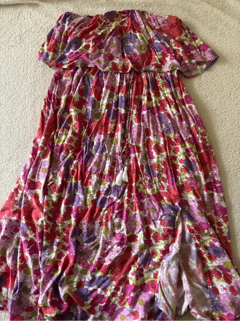 Japna Strapless Floral Maxi Dress in Pink and Red - Picture 4 of 12